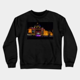 Electric Night at Flinders St Station Crewneck Sweatshirt